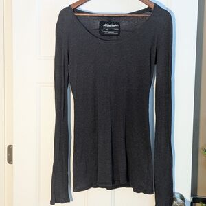 All Saints Dark Gray/Black Long Sleeve Tee. 100% Cotton.